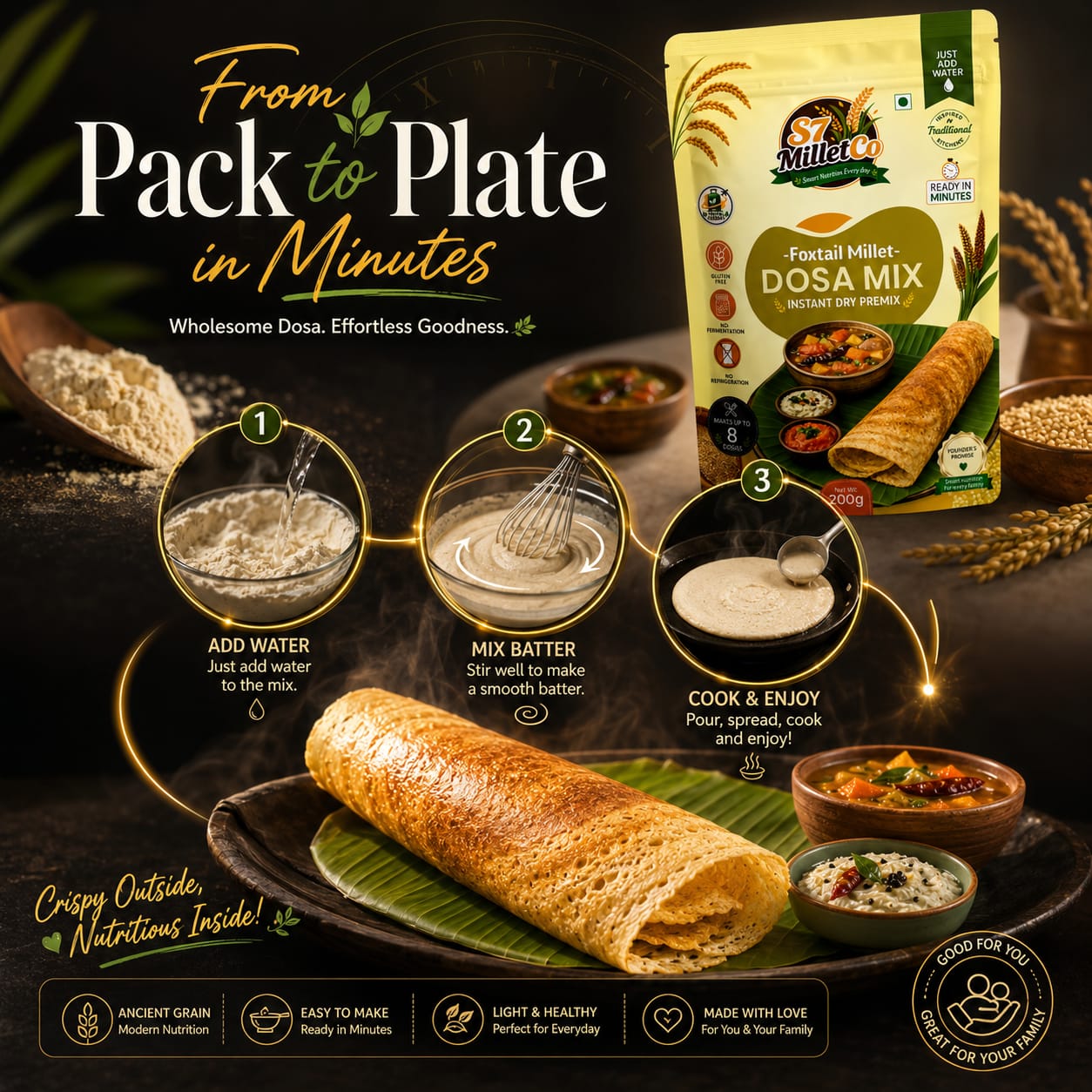 Foxtail Millet Dosa Mix | Instant Dry Premix | Just Add Water | 200g — image 5