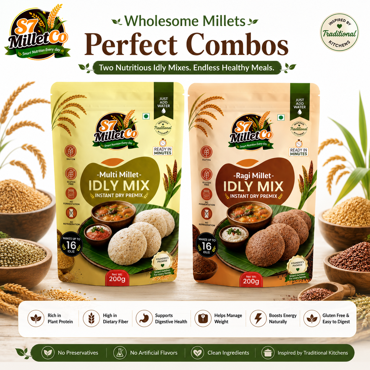 Millet Idly Duo  | Instant Dry Premix | Just Add Water