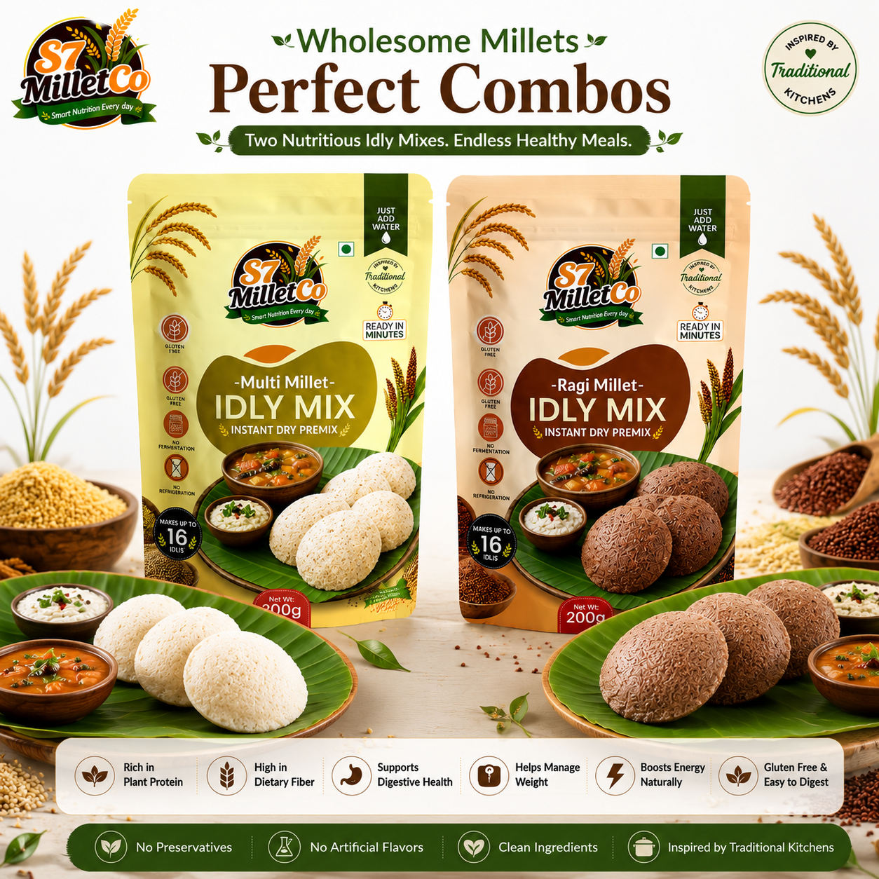 Millet Idly Duo  | Instant Dry Premix | Just Add Water — image 2