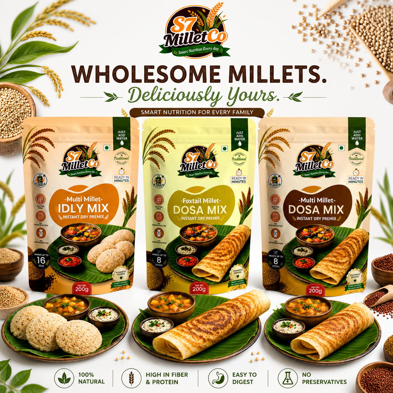 Millet Breakfast Trio  | Instant Dry Premix | Just Add Water