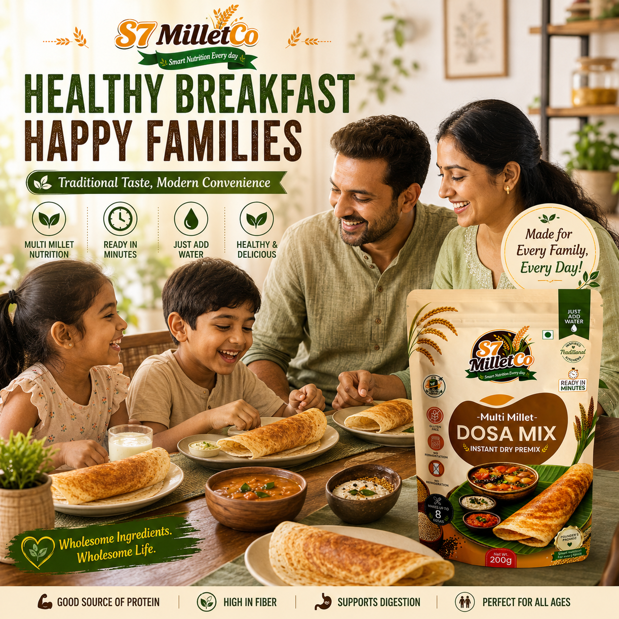 Multi Millet Dosa Mix | Instant Dry Premix | Just Add Water | Gluten Free | No Fermentation | Healthy Breakfast Mix | Ready in Minutes | 200g — image 5