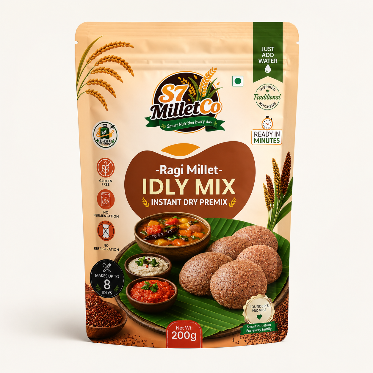Ragi Millet Idly Mix | Instant Dry Premix | Just Add Water | 200g