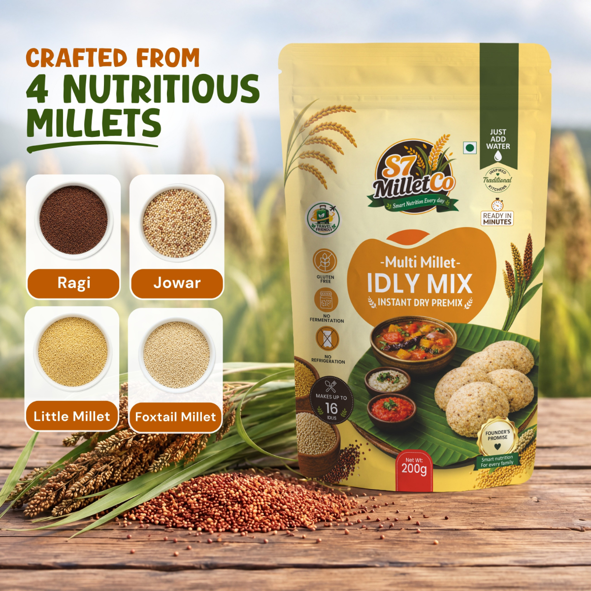 Multi Millet Idly Mix | Instant Dry Premix | Just Add Water | 200g — image 4