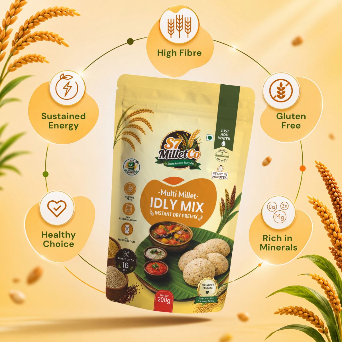 Multi Millet Idly Mix | Instant Dry Premix | Just Add Water | 200g — image 3