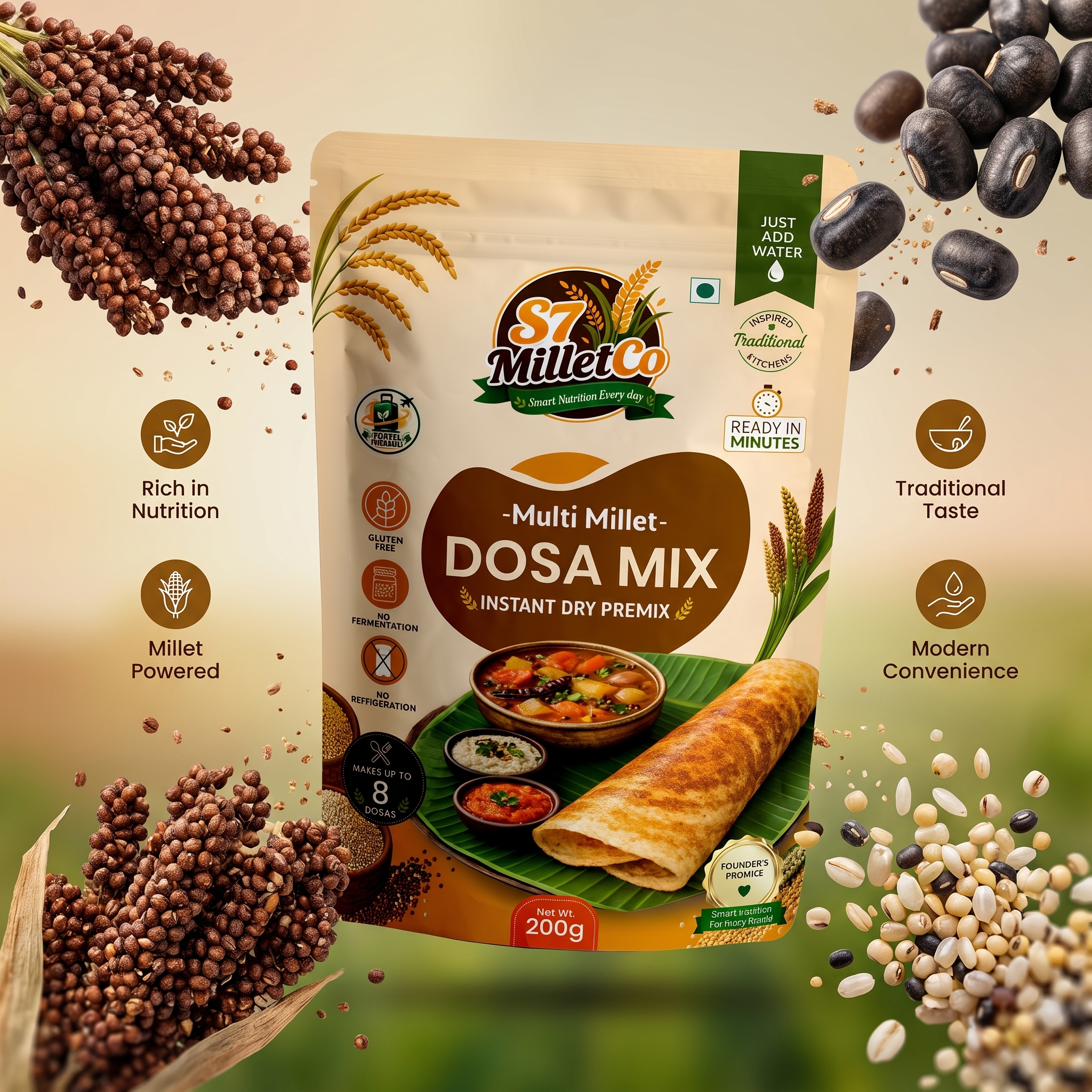 Multi Millet Dosa Mix | Just Add Water | 200g — image 2
